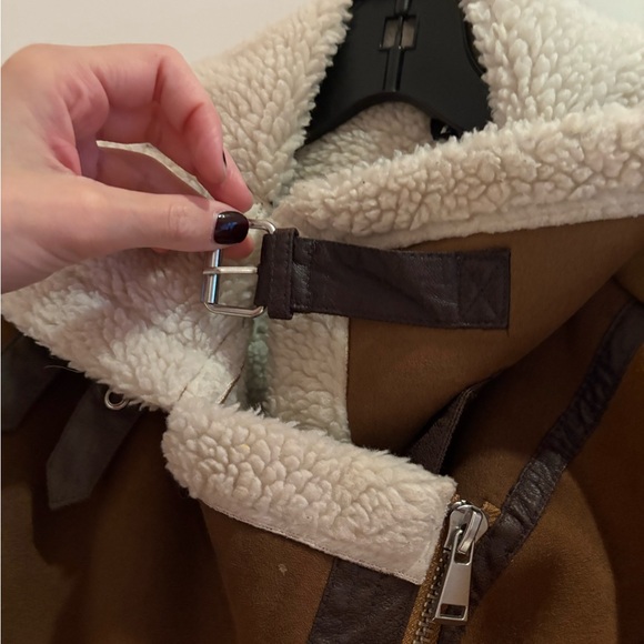 Suede and shearling lined moto jacket, Zara women - Picture 3 of 6